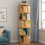 Simple Vertical Round Revolving Wooden Narrow Bookcase Image - 25