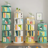Simple Vertical Round Revolving Wooden Narrow Bookcase Image - 28