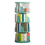 Simple Vertical Round Revolving Wooden Narrow Bookcase Image - 32