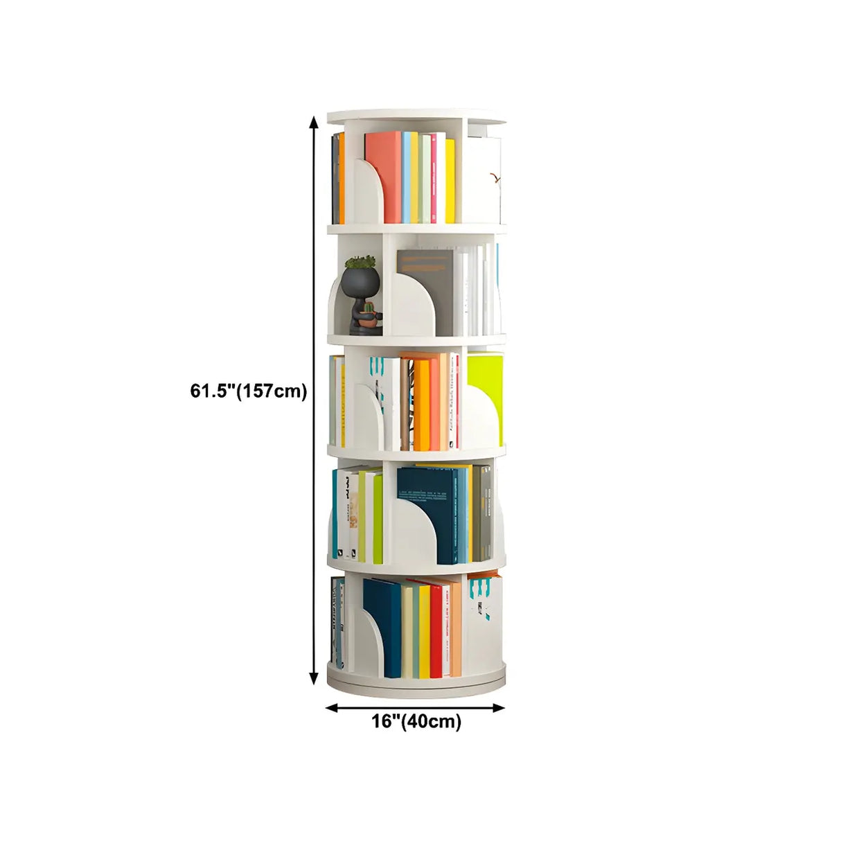 Simple Vertical Round Revolving Wooden Narrow Bookcase Image - 39