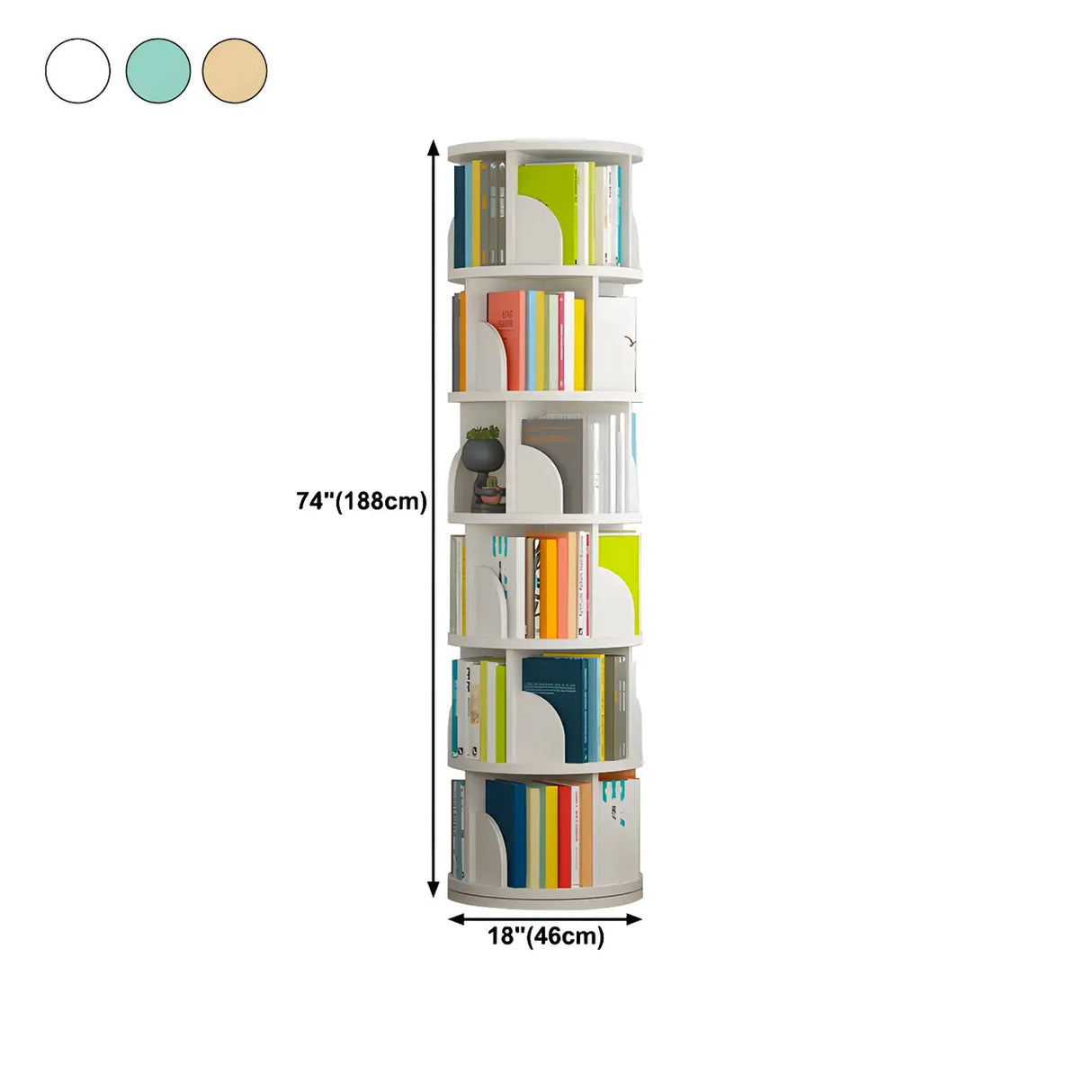 Simple Vertical Round Revolving Wooden Narrow Bookcase Image - 40