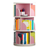 Simple Vertical Round Revolving Wooden Narrow Bookcase Image - 9