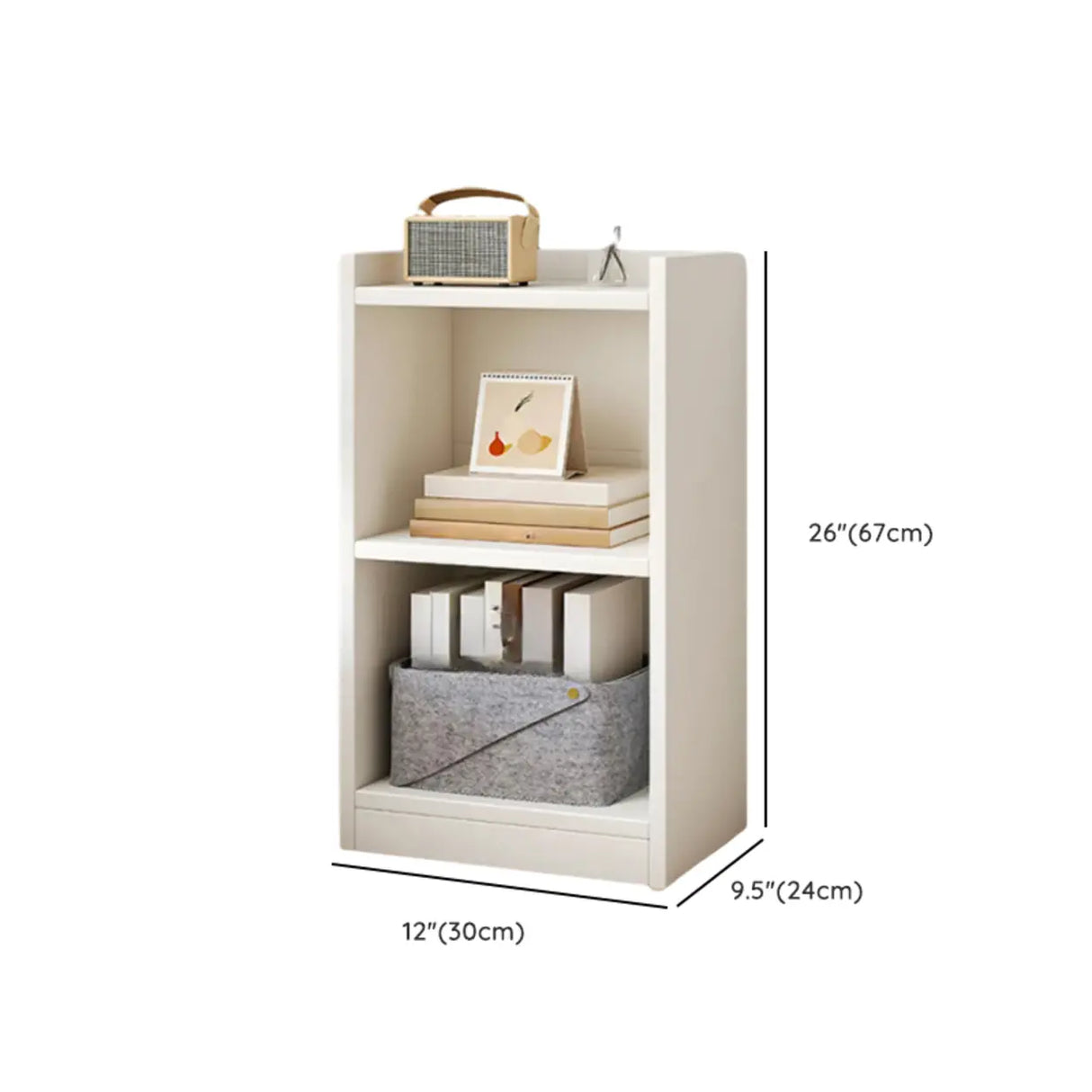 Simple Vertical Tall White Wooden Organizer Bookcase 