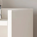 Simple Vertical Tall White Wooden Organizer Bookcase Image - 4