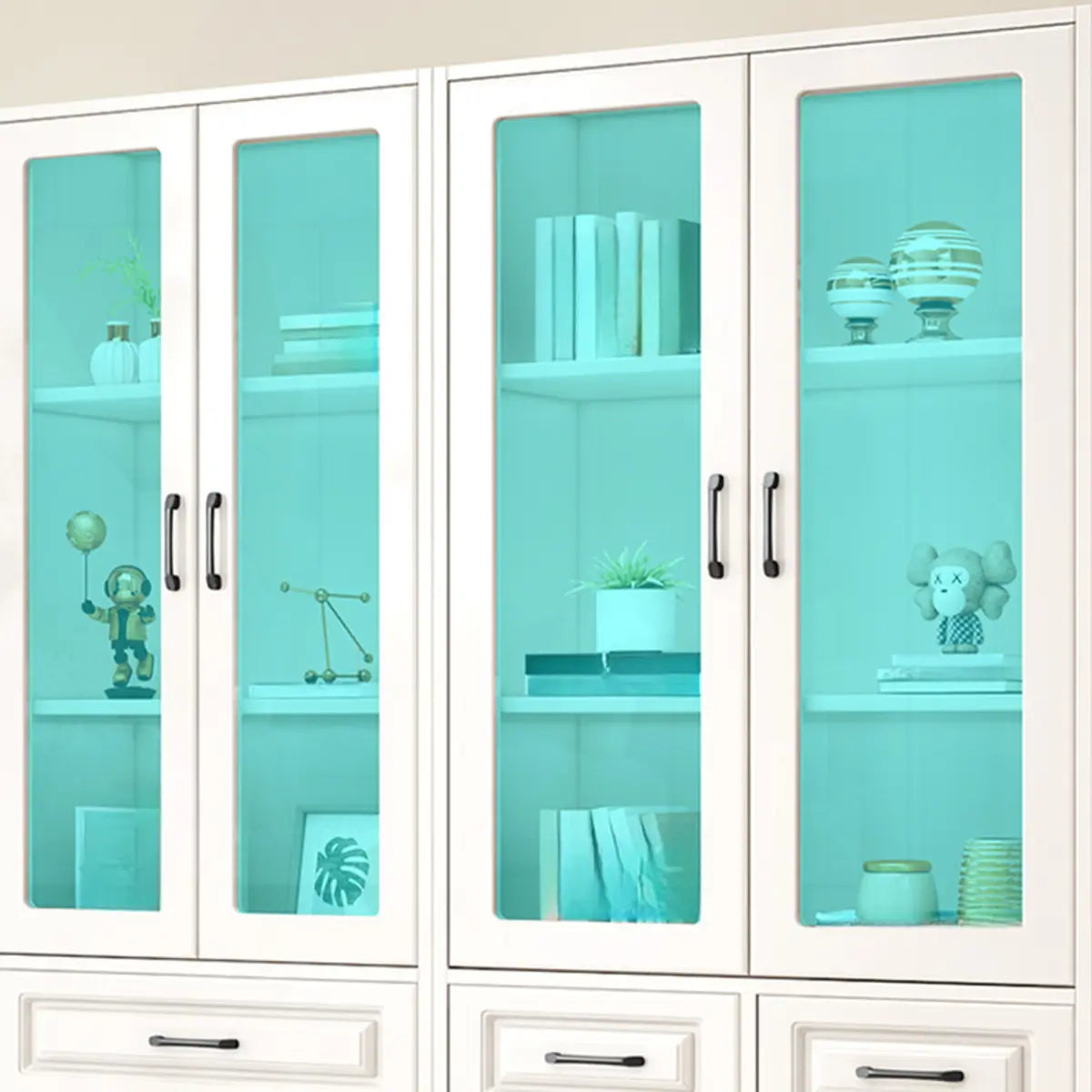 Simple Vertical White Wood Barrister Storage Bookcase Image - 10