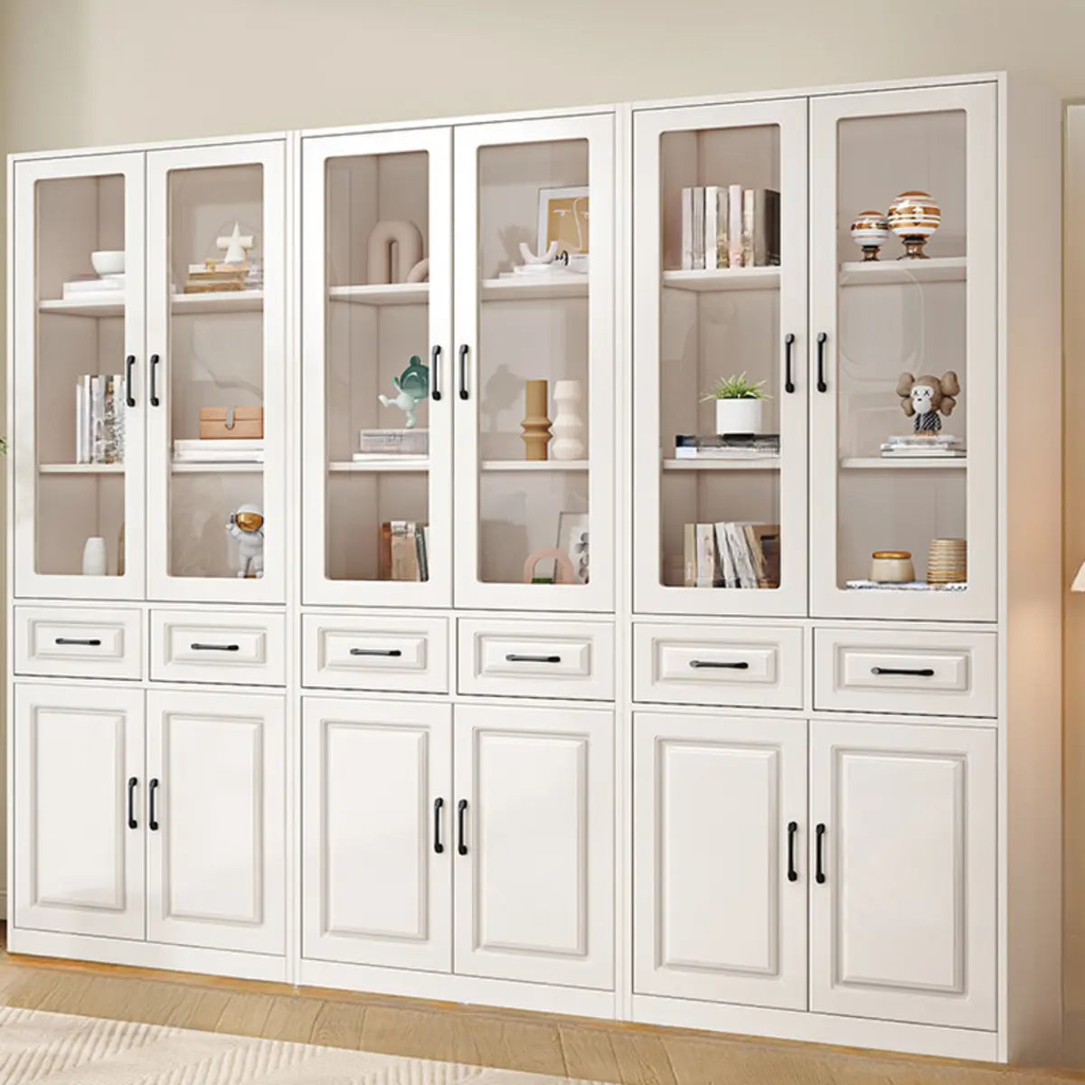 Simple Vertical White Wood Barrister Storage Bookcase Image - 14