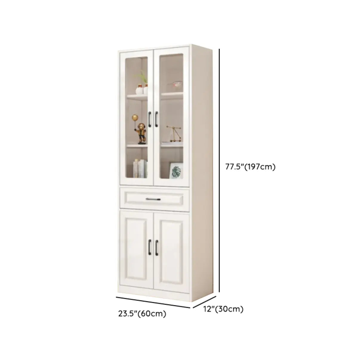 Simple Vertical White Wood Barrister Storage Bookcase 