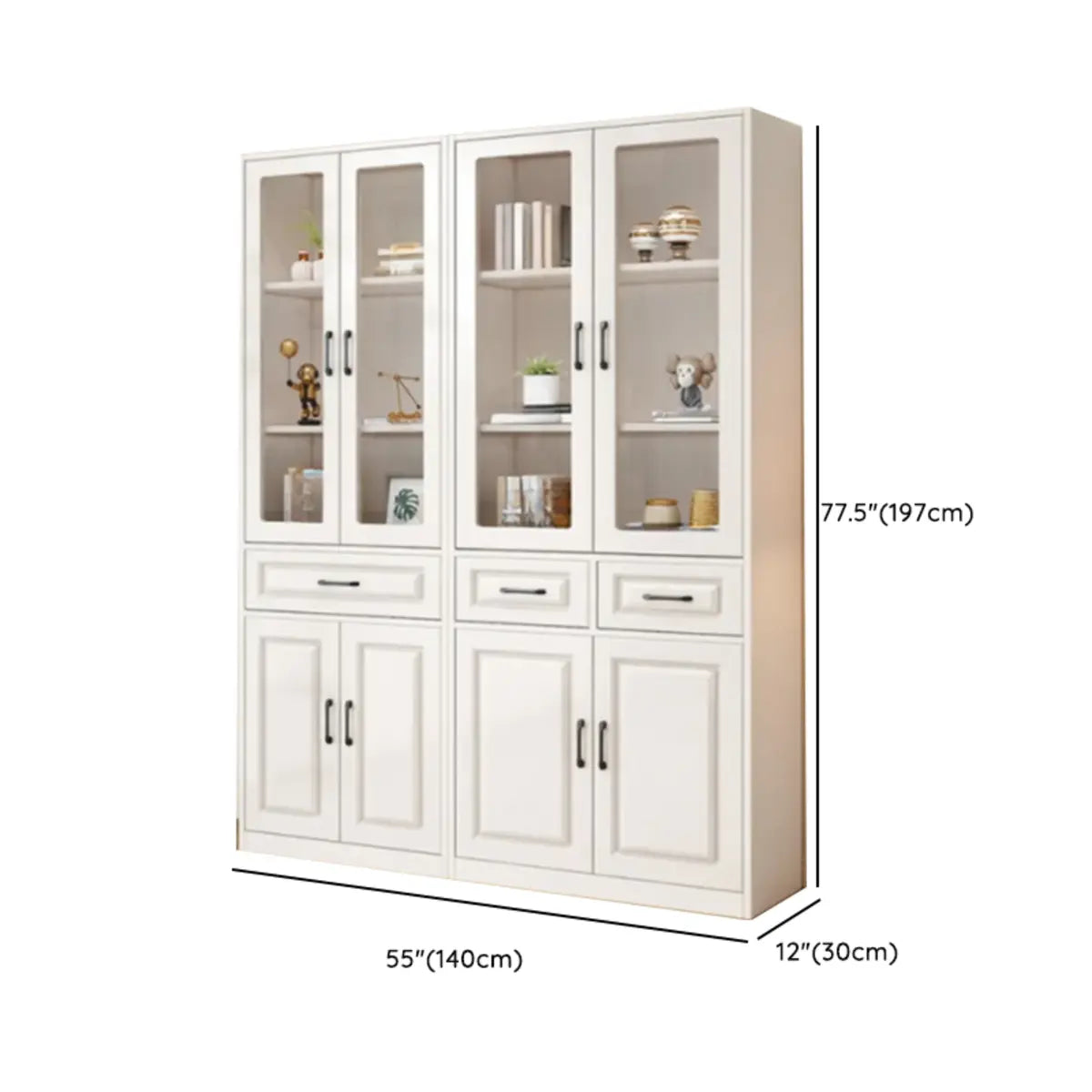 Simple Vertical White Wood Barrister Storage Bookcase Image - 21