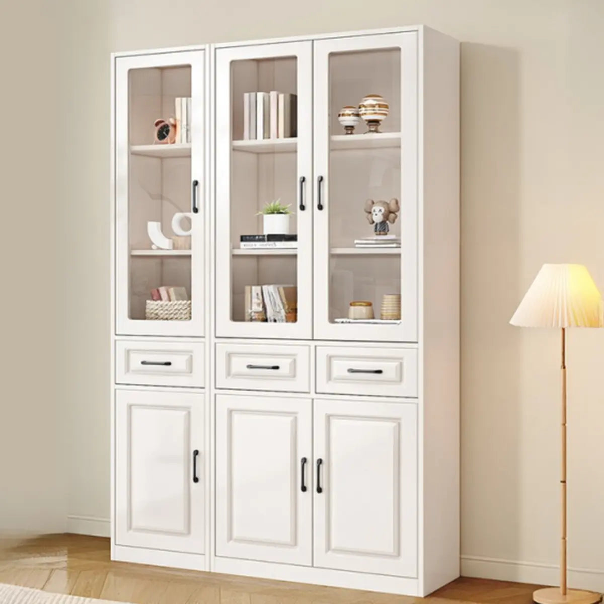 Simple Vertical White Wood Barrister Storage Bookcase Image - 6