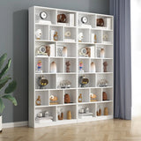 Simple Vertical White Wood Rectangular Narrow Bookcase Image - 1