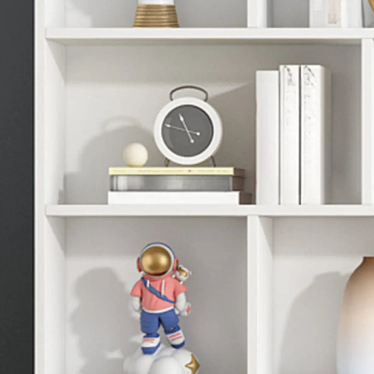 Simple Vertical White Wood Rectangular Narrow Bookcase Image - 10