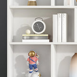 Simple Vertical White Wood Rectangular Narrow Bookcase Image - 10