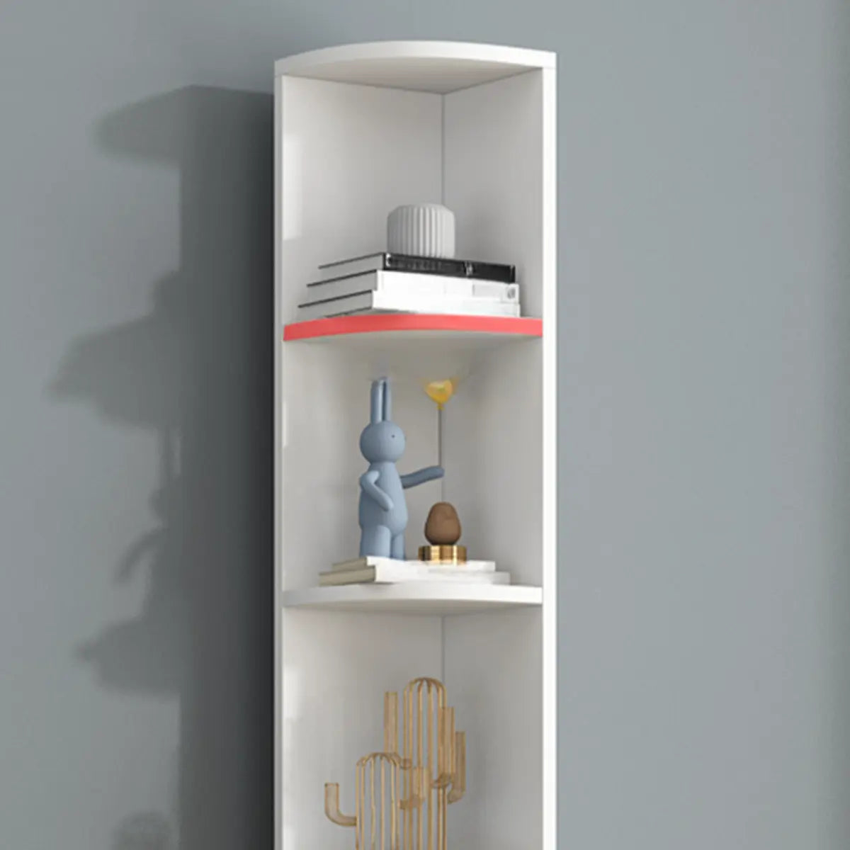 Simple Vertical White Wood Rectangular Narrow Bookcase Image - 13
