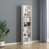 Simple Vertical White Wood Rectangular Narrow Bookcase Image - 3