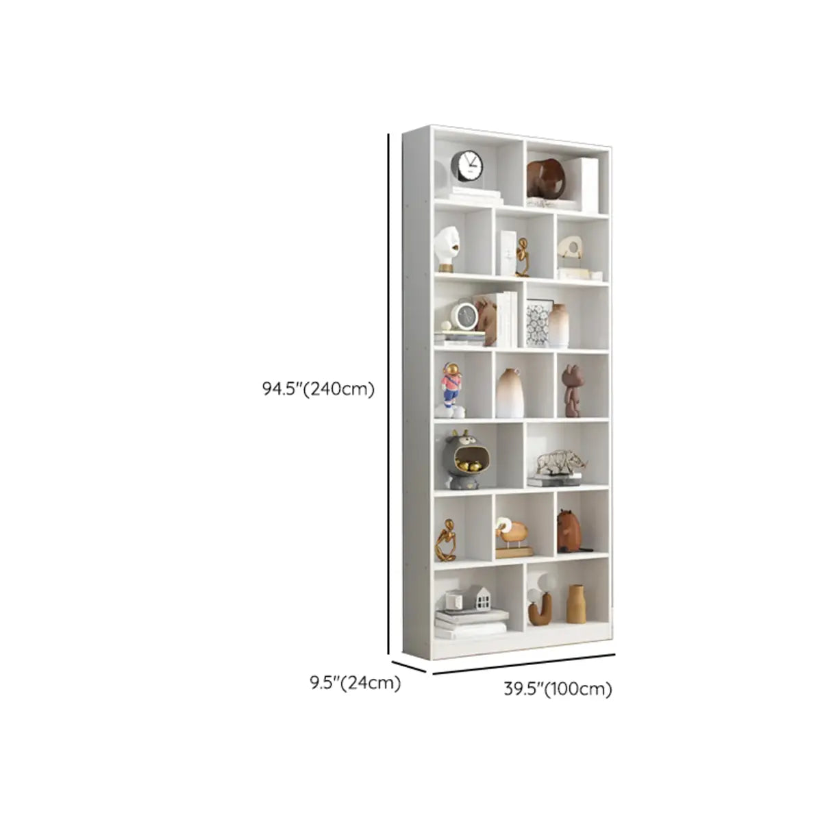 Simple Vertical White Wood Rectangular Narrow Bookcase Image - 16