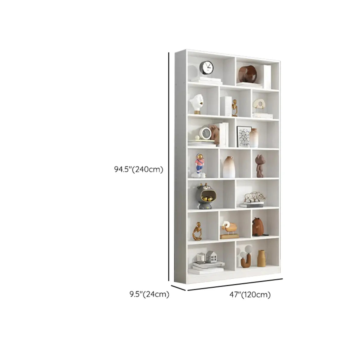 Simple Vertical White Wood Rectangular Narrow Bookcase Image - 18