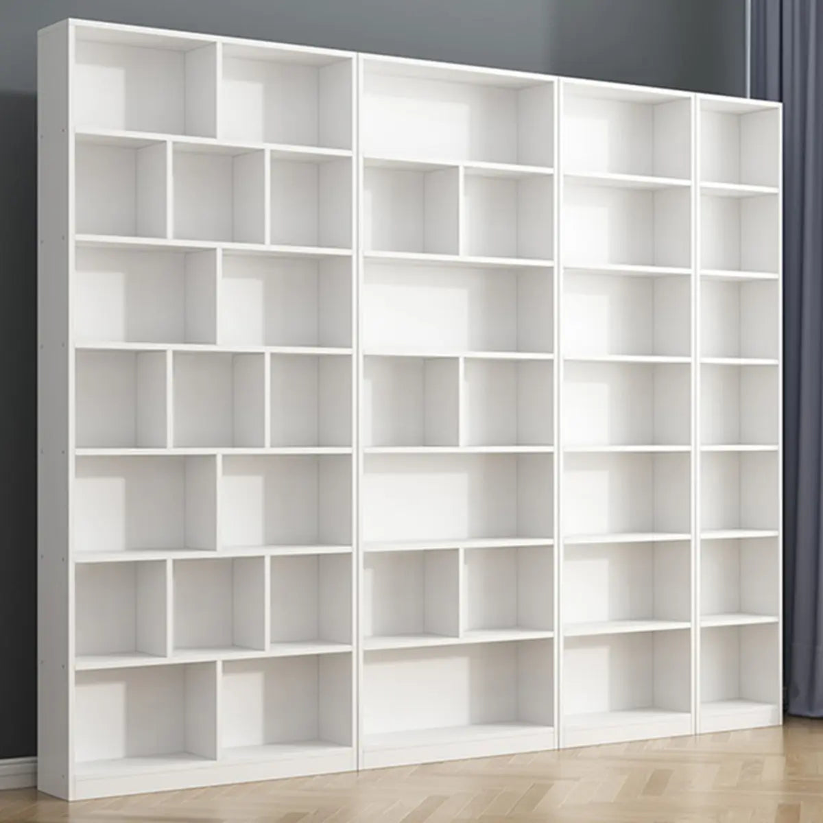 Simple Vertical White Wood Rectangular Narrow Bookcase Image - 6