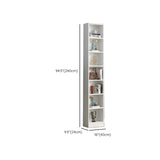 Simple Vertical White Wood Rectangular Narrow Bookcase Image - 19