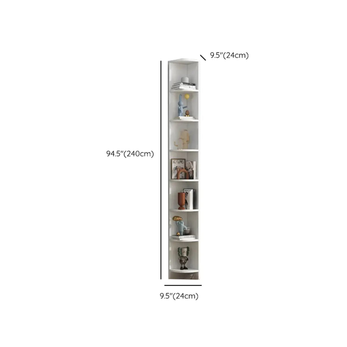 Simple Vertical White Wood Rectangular Narrow Bookcase Image - 20