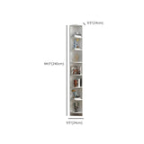 Simple Vertical White Wood Rectangular Narrow Bookcase Image - 20