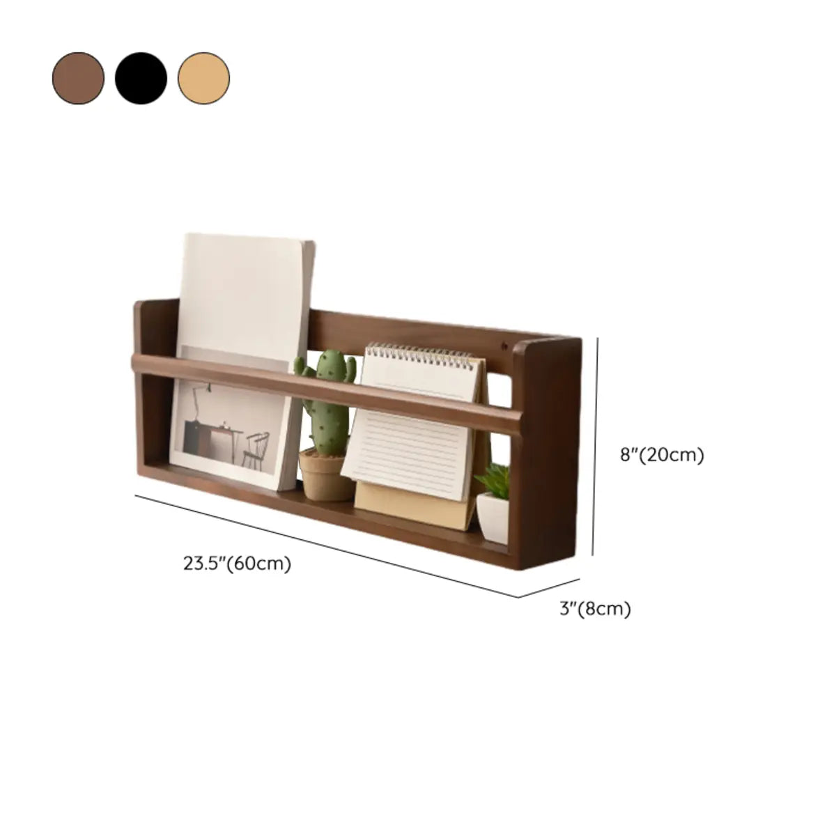 Simple Wall-Mounted Rectangle Small Wooden Bookcase 