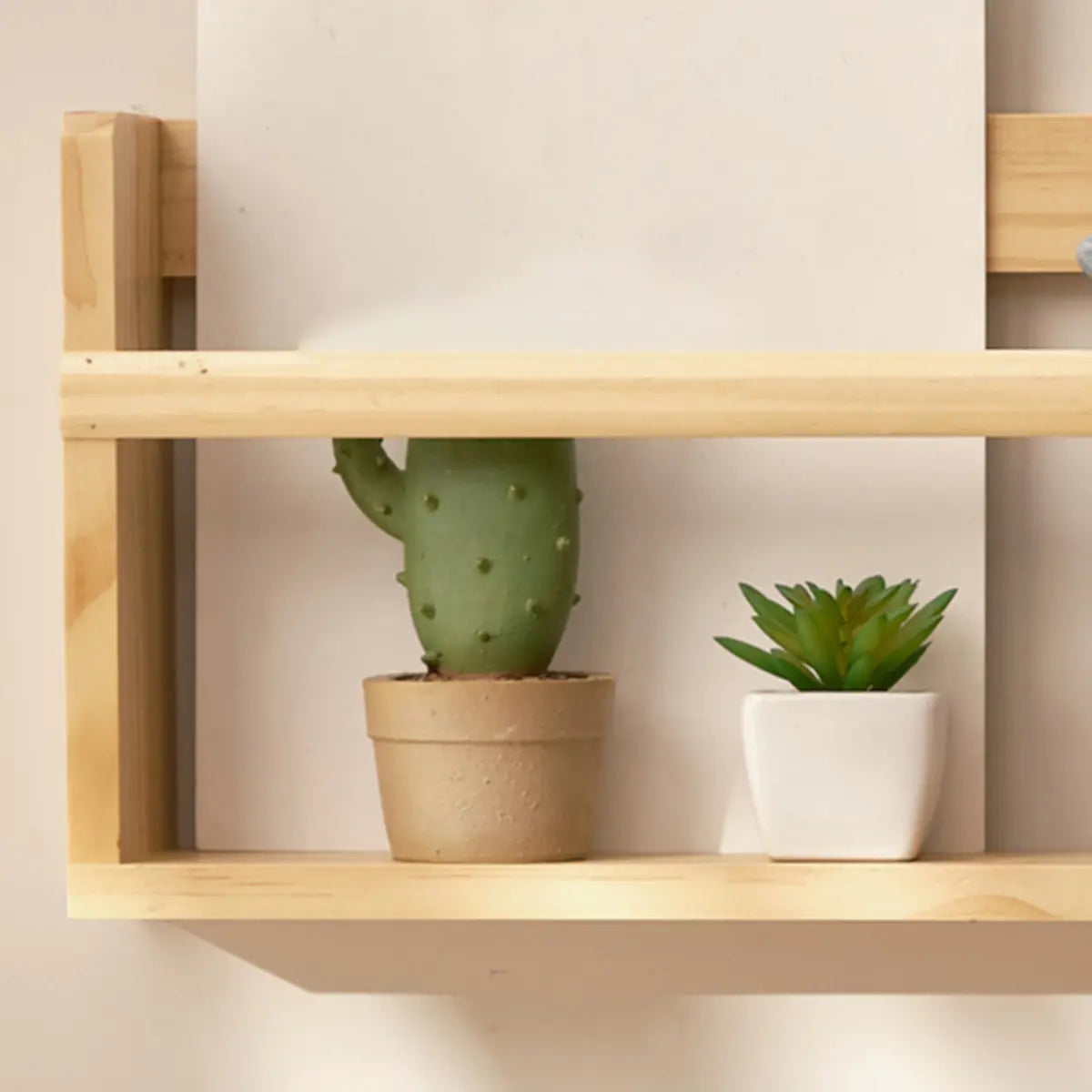 Simple Wall-Mounted Rectangle Small Wooden Bookcase Image - 3