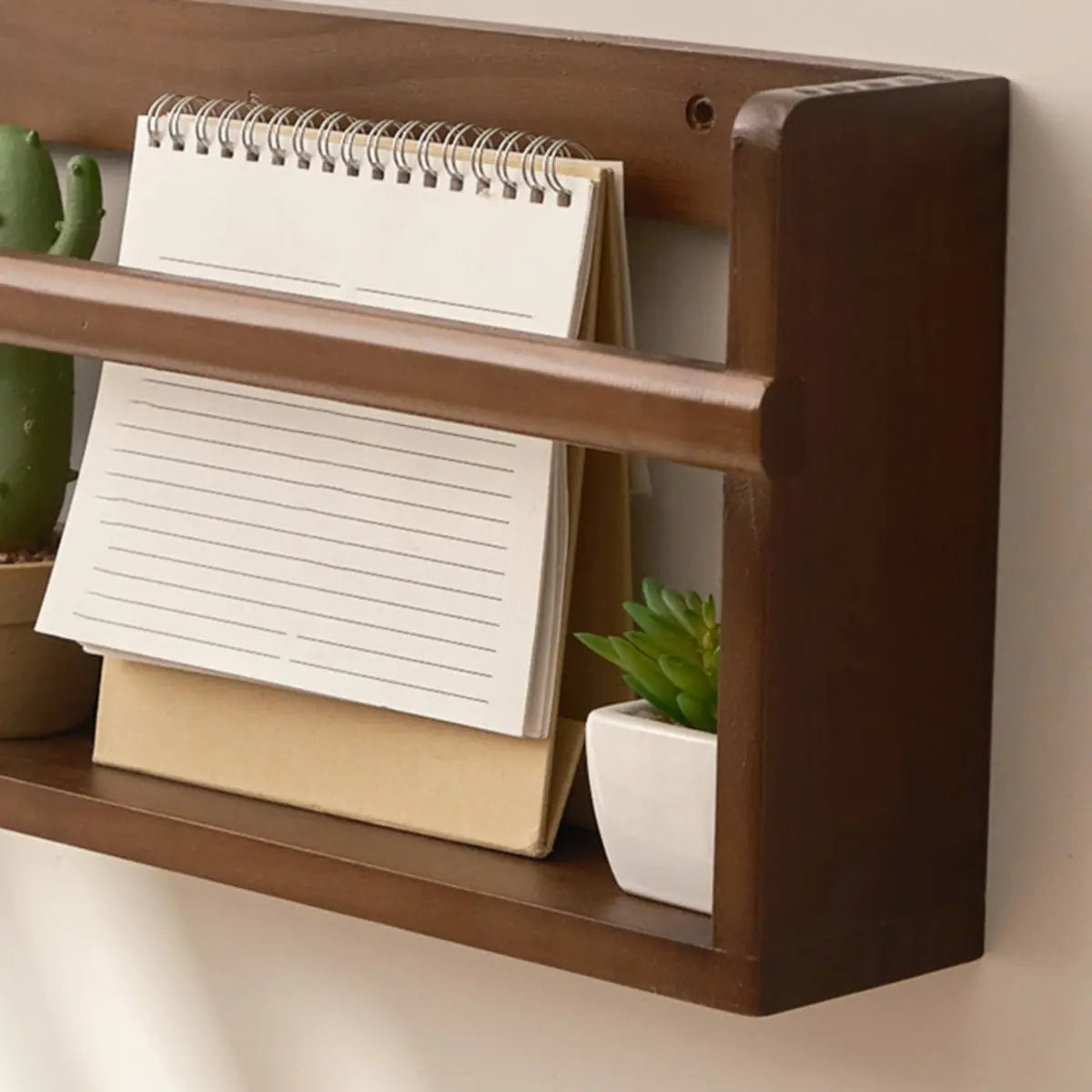 Simple Wall-Mounted Rectangle Small Wooden Bookcase Image - 5