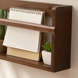 Simple Wall-Mounted Rectangle Small Wooden Bookcase Image - 5
