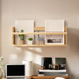 Simple Wall-Mounted Rectangle Small Wooden Bookcase Image - 9