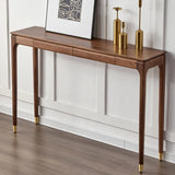 Simple Walnut Brown Rectangular Storage Console Table Image - 3