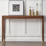 Simple Walnut Brown Rectangular Storage Console Table Image - 6