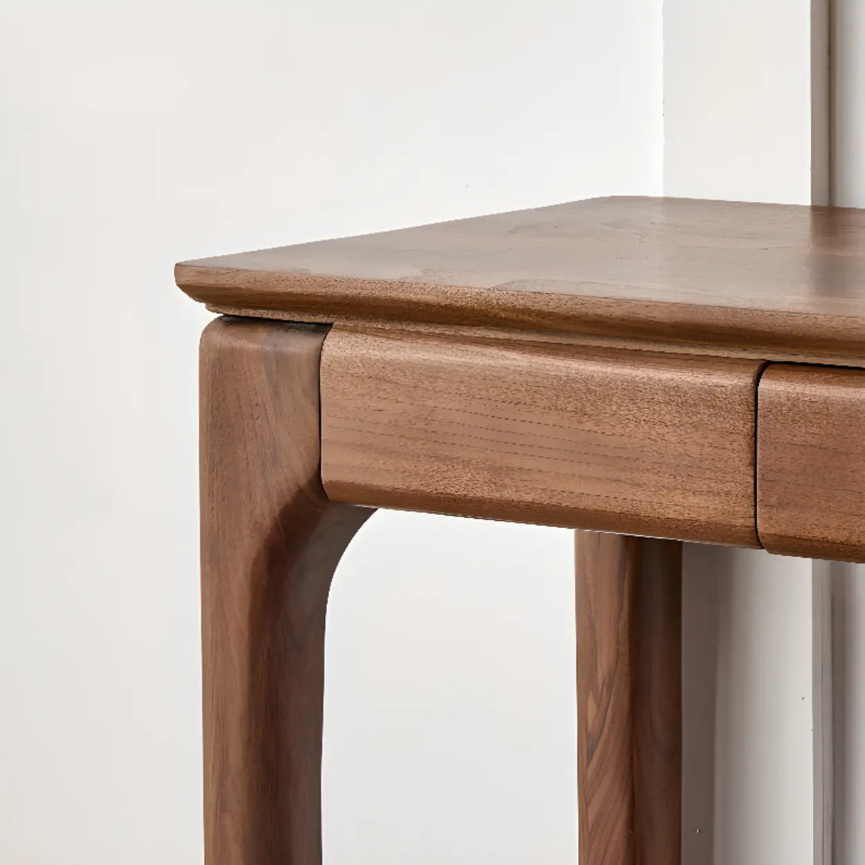 Simple Walnut Brown Rectangular Storage Console Table Image - 7