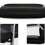 Simple Waterfall Seat Leather Black Office Conference Chair Image - 12