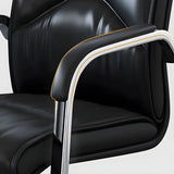 Simple Waterfall Seat Leather Black Office Conference Chair Image - 14
