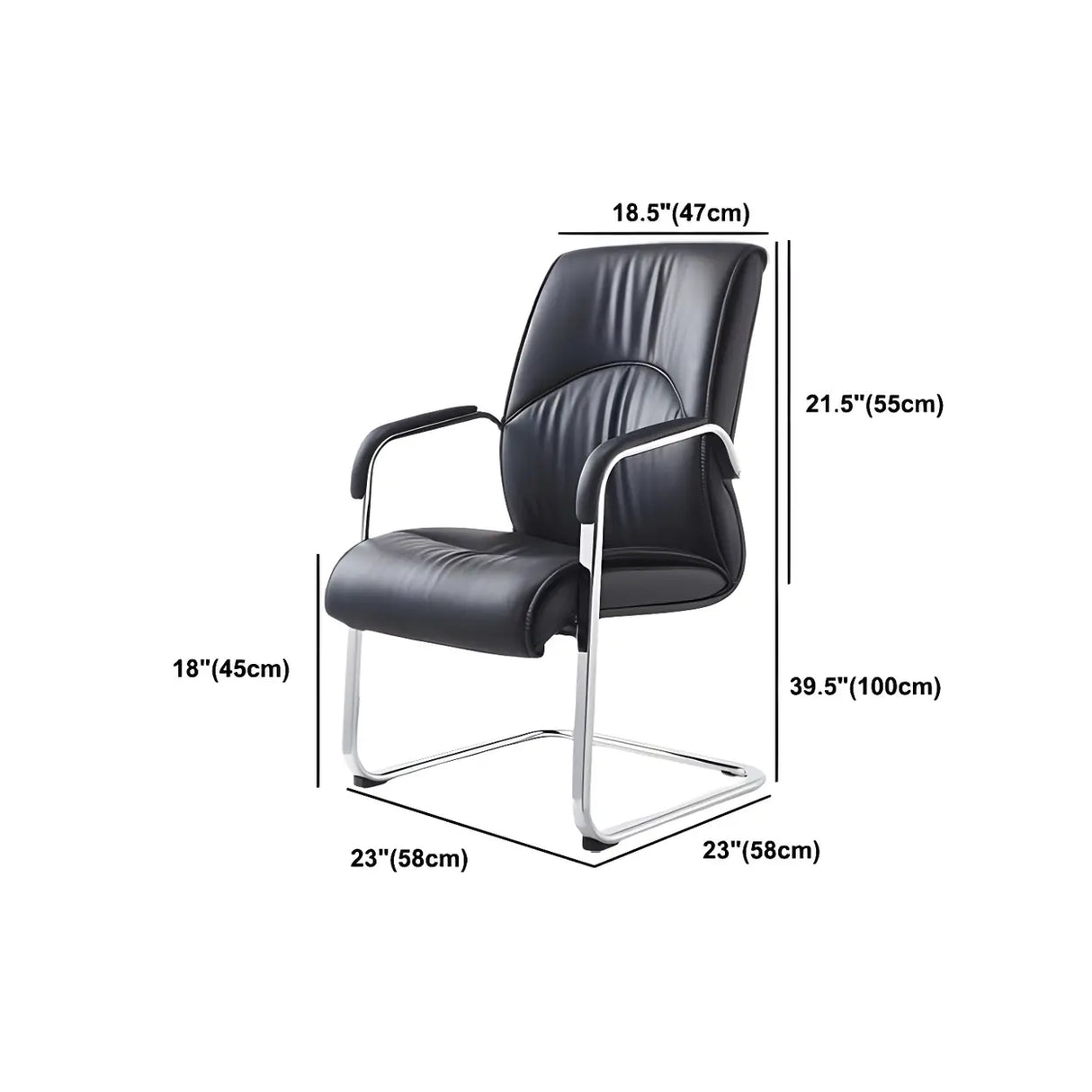 Simple Waterfall Seat Leather Black Office Conference Chair 