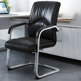 Simple Waterfall Seat Leather Black Office Conference Chair Image - 4