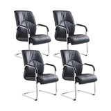 Simple Waterfall Seat Leather Black Office Conference Chair Image - 5