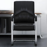 Simple Waterfall Seat Leather Black Office Conference Chair Image - 6