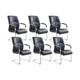 Simple Waterfall Seat Leather Black Office Conference Chair Image - 7