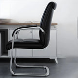 Simple Waterfall Seat Leather Black Office Conference Chair Image - 8