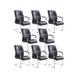 Simple Waterfall Seat Leather Black Office Conference Chair Image - 9