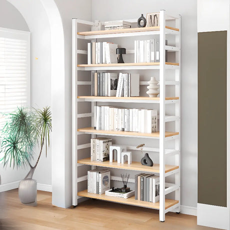 Simple White Alloy Frame Open Rectangular Bookshelf Image - 1