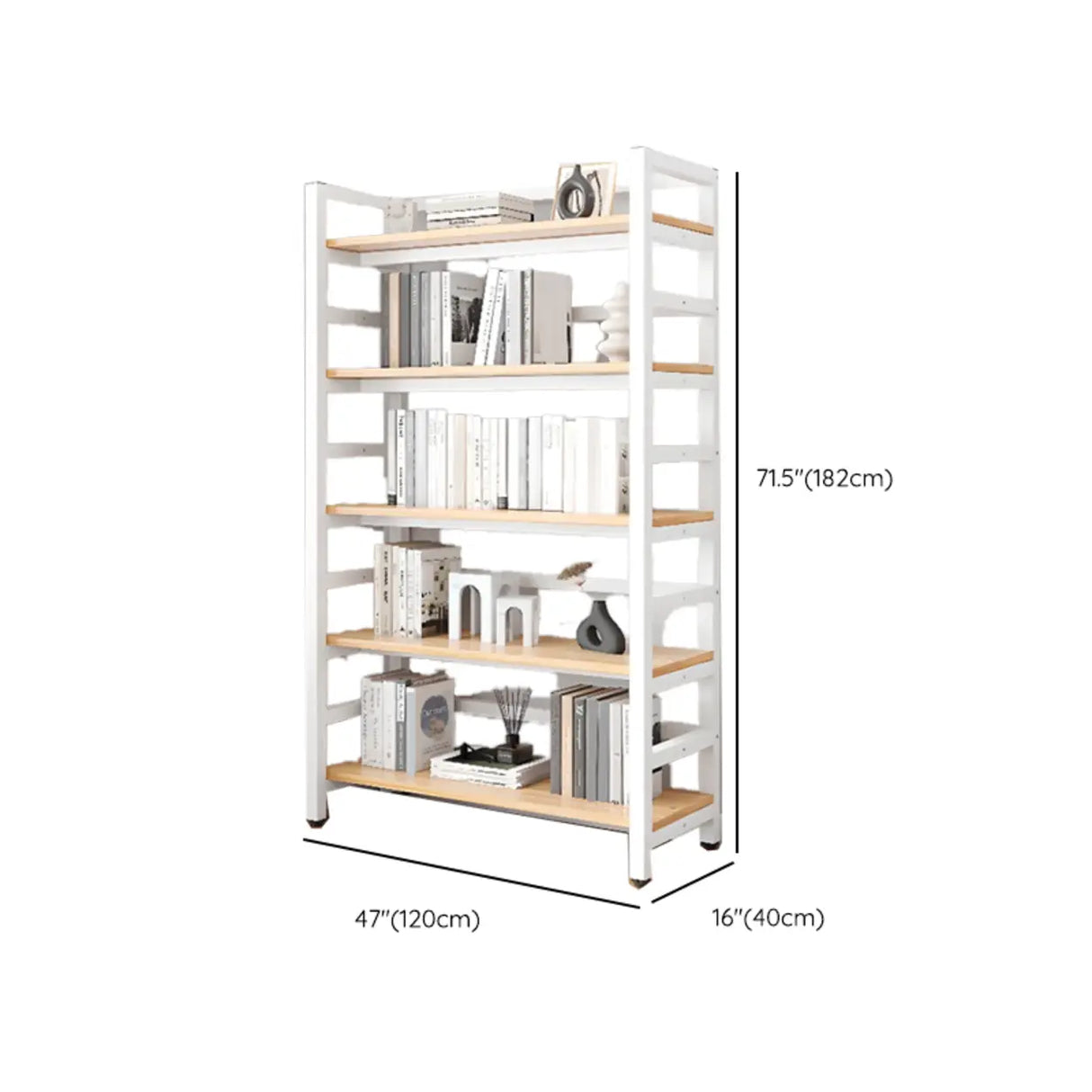 Simple White Alloy Frame Open Rectangular Bookshelf Image - 10