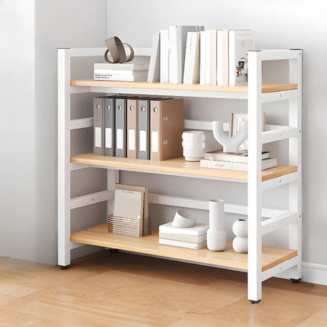 Simple White Alloy Frame Open Rectangular Bookshelf Image - 2