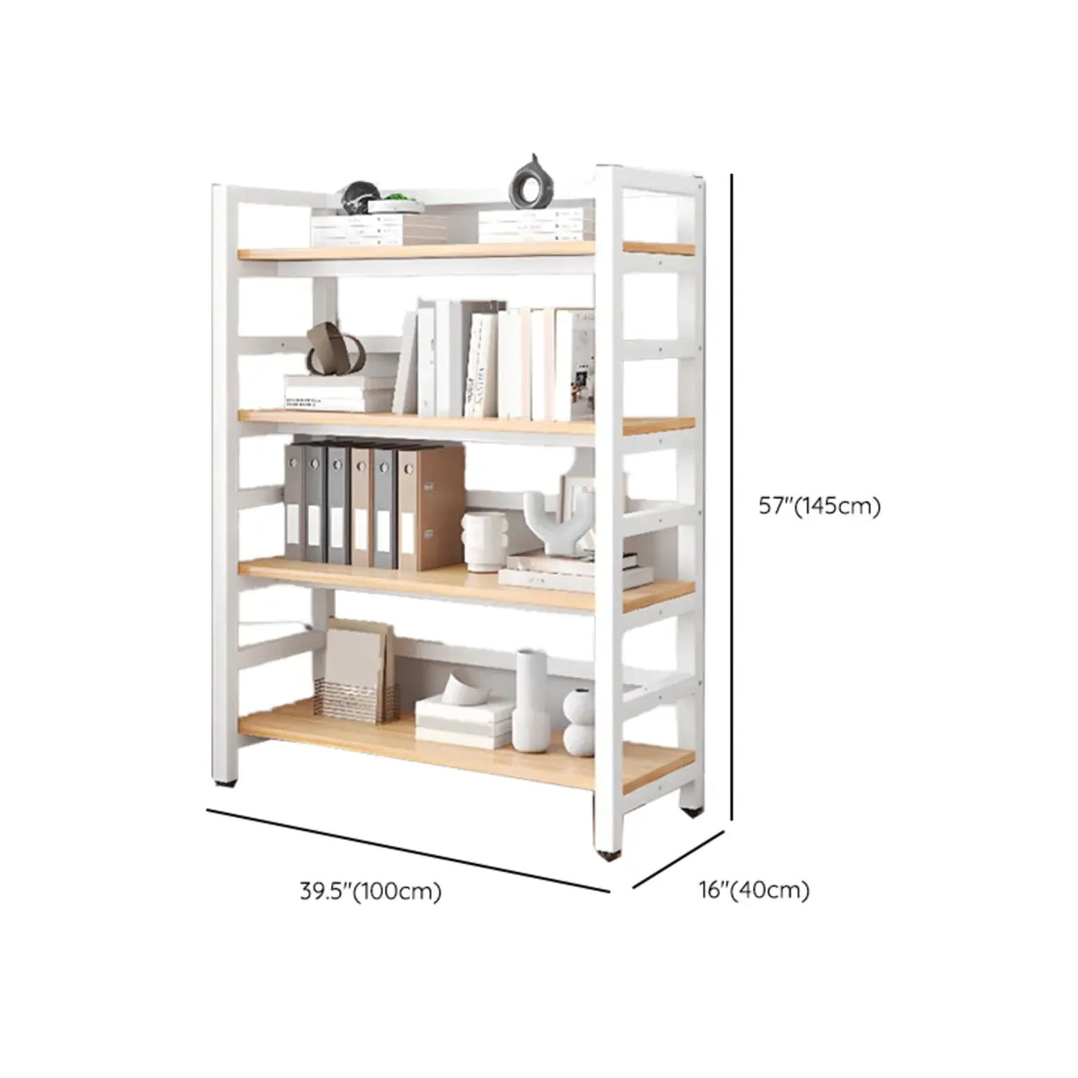 Simple White Alloy Frame Open Rectangular Bookshelf Image - 21