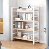 Simple White Alloy Frame Open Rectangular Bookshelf Image - 3