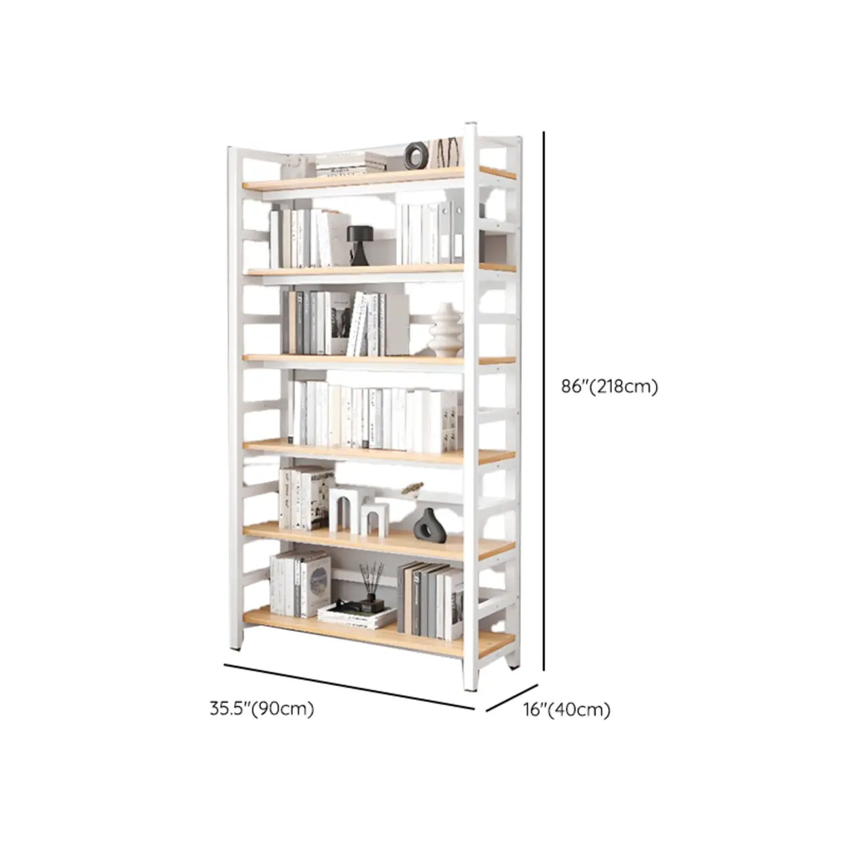 Simple White Alloy Frame Open Rectangular Bookshelf Image - 35