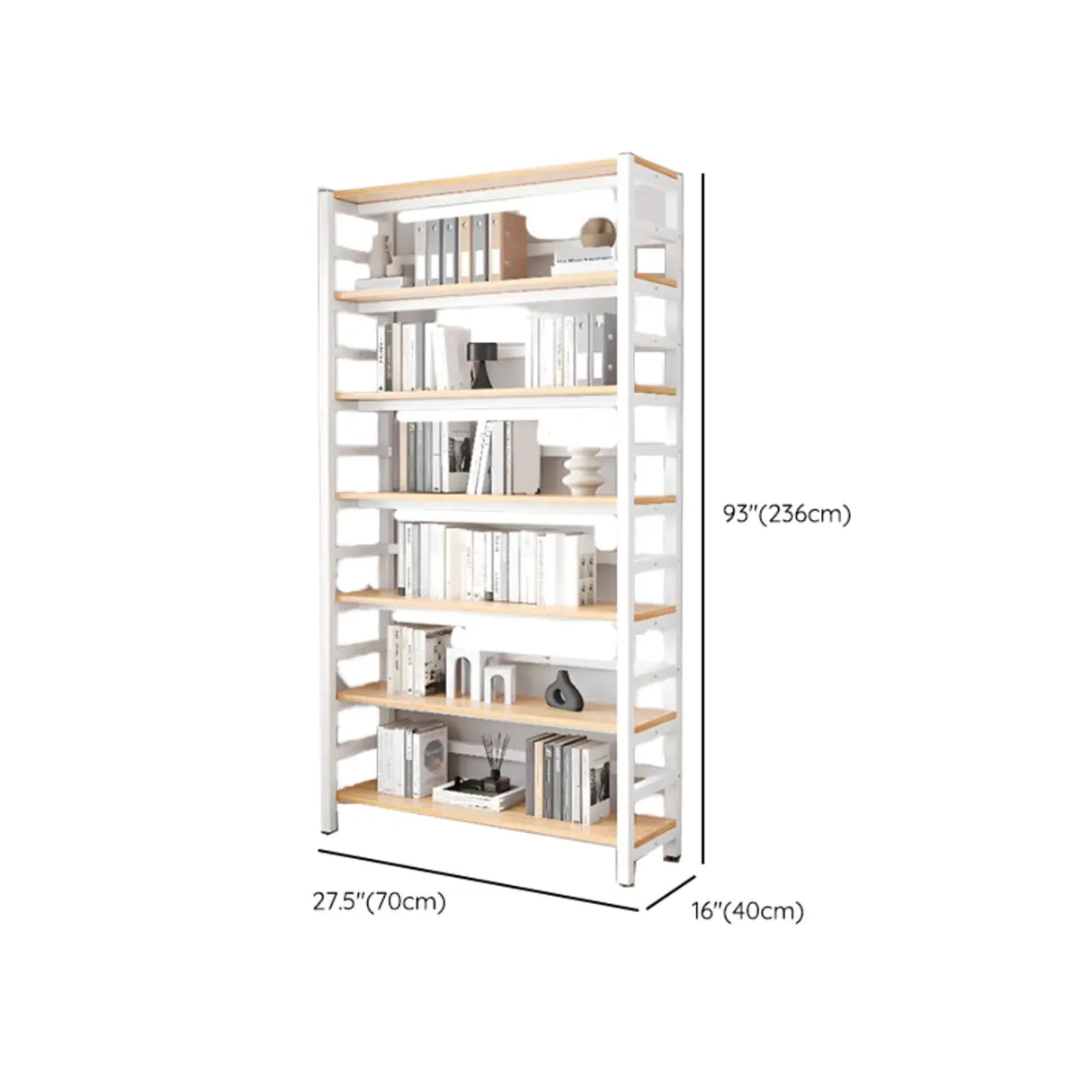 Simple White Alloy Frame Open Rectangular Bookshelf Image - 39
