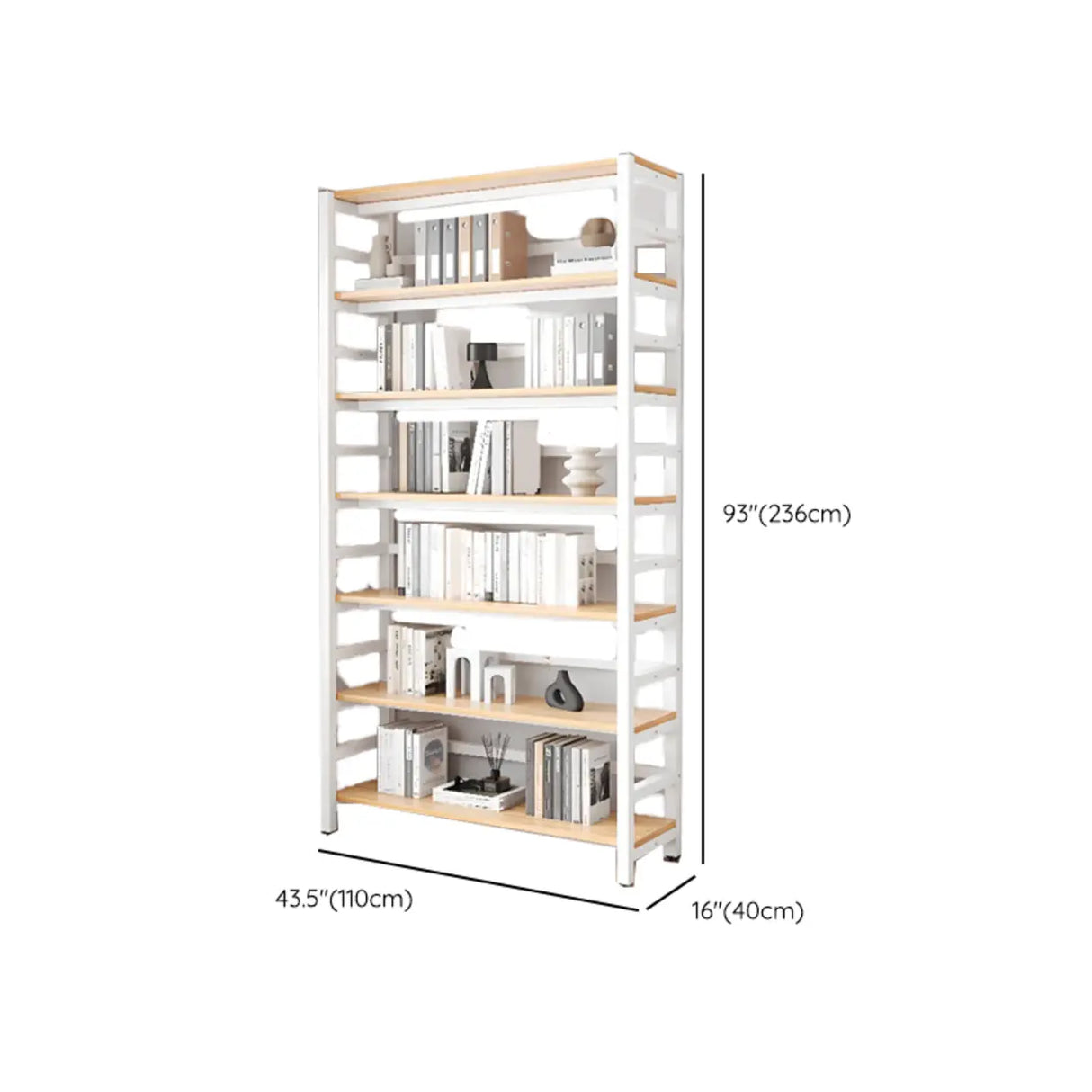 Simple White Alloy Frame Open Rectangular Bookshelf Image - 42