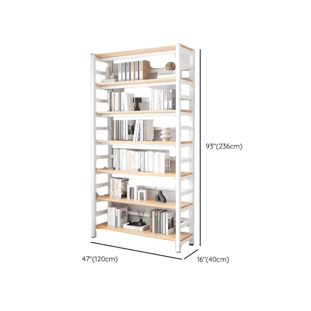 Simple White Alloy Frame Open Rectangular Bookshelf Image - 43